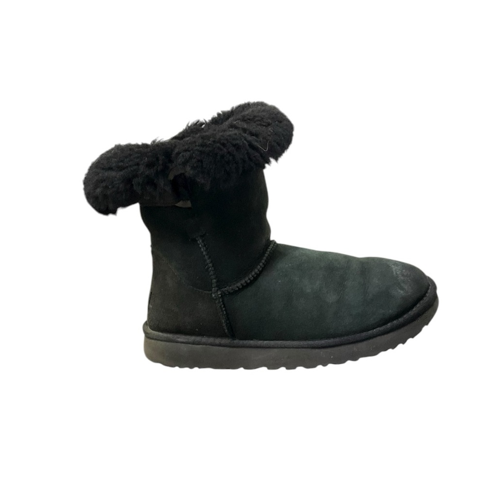 UGG Sunburst Black Suede Sheepskin Fur Boots 1010636 Womens 6
